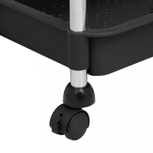 5 szintes fekete vas és ABS konyhai kocsi 42 x 29 x 128 cm