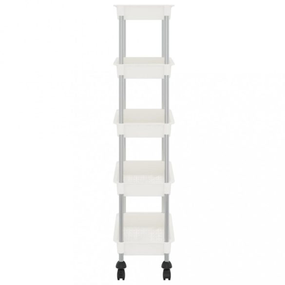 5 szintes fehér vas és ABS konyhai kocsi 42 x 29 x 128 cm