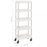 5 szintes fehér vas és ABS konyhai kocsi 42 x 29 x 128 cm