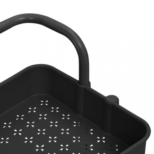 fekete 3 szintes konyhai kocsi 42x35x85 cm Vas és ABS