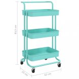 türkiz 3 szintes vas és ABS konyhai kerekes kocsi 42x35x85 cm