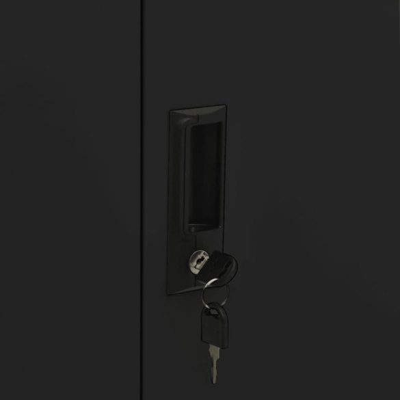 fekete acél irodai szekrény 90 x 40 x 102 cm