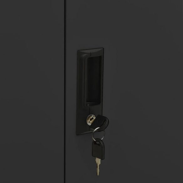 antracitszürke acél irodai szekrény 90 x 40 x 102 cm