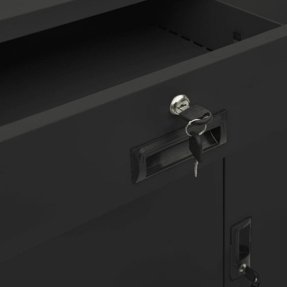 antracitszürke acél irodai szekrény 90 x 40 x 102 cm