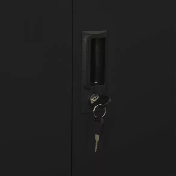 fekete acél irodai szekrény 90 x 40 x 180 cm