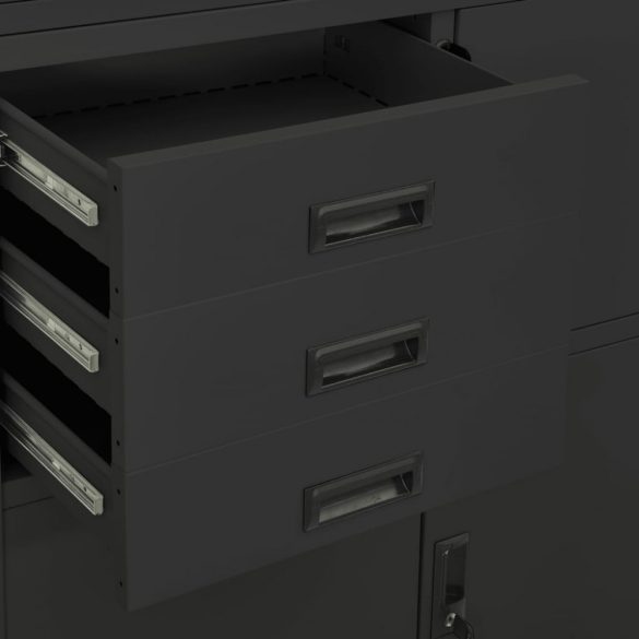 antracitszürke acél irodai szekrény 90 x 40 x 180 cm