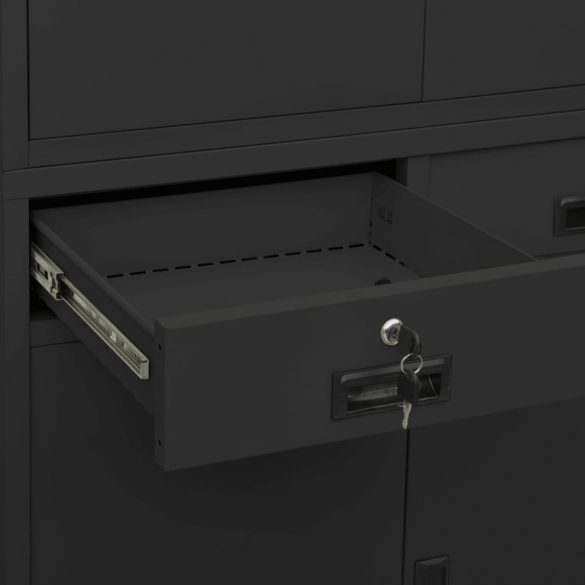 antracitszürke acél irodai szekrény 90 x 40 x 180 cm