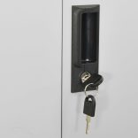 világosszürke acél és edzett üveg irodai szekrény 90x40x180 cm