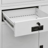 világosszürke acél és edzett üveg irodai szekrény 90x40x180 cm