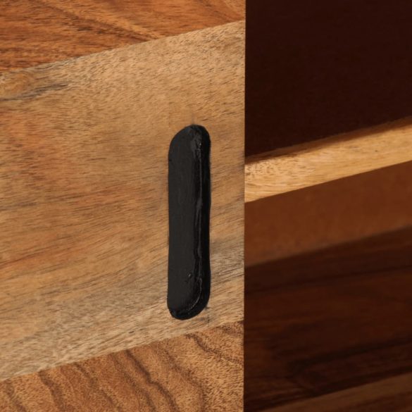 mézbarna és szürke tömör akácfa TV-szekrény 110 x 30 x 50 cm