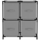 acél tárolószekrény 4 szürke szövetkosárral 63 x 30 x 71 cm