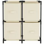 acél tárolószekrény 4 krémszínű szövetkosárral 63 x 30 x 71 cm