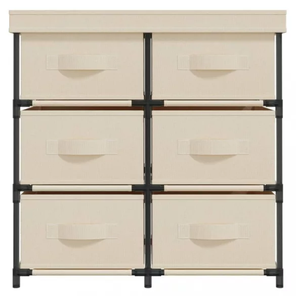 6 fiókos krémszínű acél tárolószekrény 55 x 29 x 55 cm