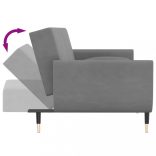 kétszemélyes világosszürke bársony kanapéágy 2 párnával