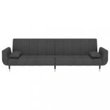 kétszemélyes sötétszürke bársony kanapéágy 2 párnával