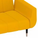 kétszemélyes sárga bársony kanapéágy 2 párnával