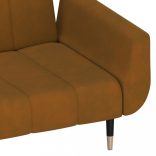 kétszemélyes barna bársony kanapéágy 2 párnával