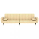 kétszemélyes krémszínű bársony kanapéágy két párnával