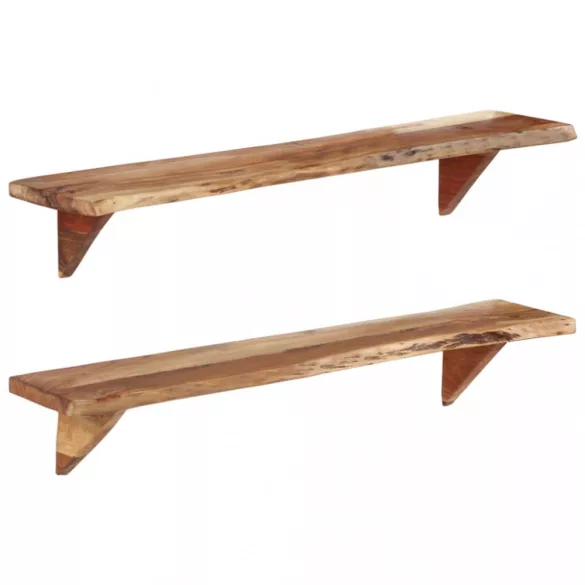 2 darab tömör akácfa fali polc 110 x 20 x 18 cm