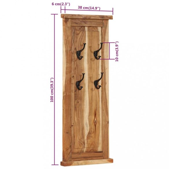 2 db tömör akácfa ruhafogas 38 x 100 cm