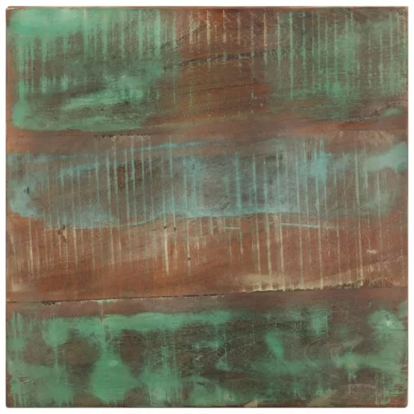 tömör újrahasznosított fa kisasztal kerekekkel 40 x 40 x 42 cm