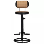 2 db barna-fekete valódi kecskebőr bárszék vászonnyomattal