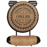 2 db barna-fekete valódi kecskebőr bárszék vászonnyomattal