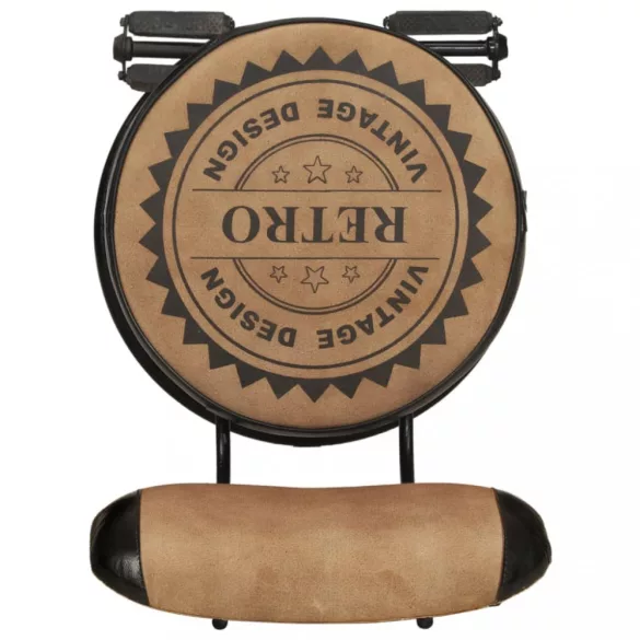 2 db barna-fekete valódi kecskebőr bárszék vászonnyomattal