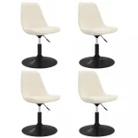 4 db krémszínű bársony forgó étkezőszék