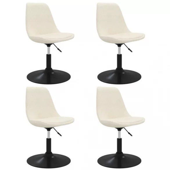 4 db krémszínű bársony forgó étkezőszék