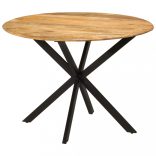 tömör mangófa és acél étkezőasztal Ø110 x 78 cm