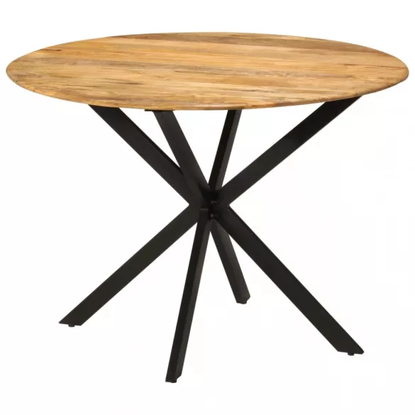 tömör mangófa és acél étkezőasztal Ø110 x 78 cm