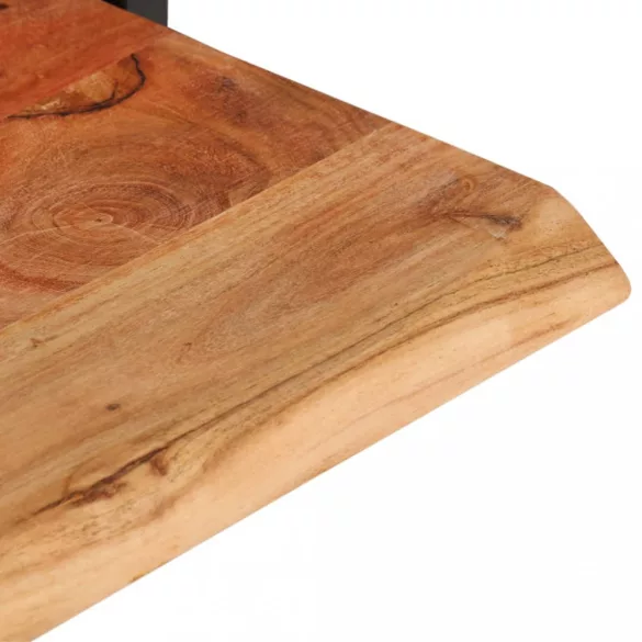 2 darab tömör akácfa és acél falipolc 80 x 25 x 35 cm