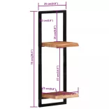 2 darab tömör akácfa és acél falipolc 25 x 25 x 75 cm