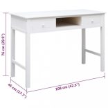fehér tömör császárfa íróasztal 108 x 45 x 76 cm