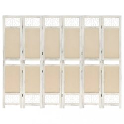 6 paneles krémszínű szövetparaván 210 x 165 cm
