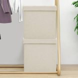 2 db krémfehér összecsukható művászon tárolóülőke