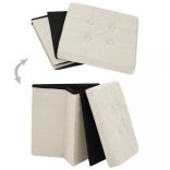 2 db krémfehér összecsukható művászon tárolóülőke