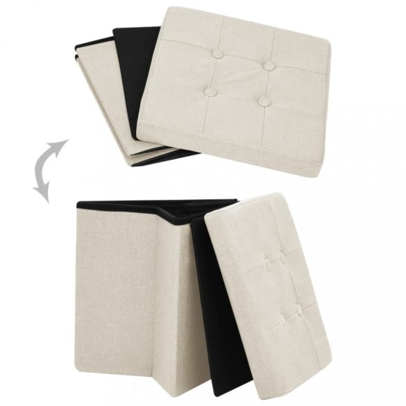 2 db krémfehér összecsukható művászon tárolóülőke