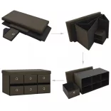 sötétbarna összecsukható művászon tárolópad 76 x 38 x 38 cm