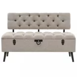 krémszínű szövet tárolópad háttámlával 110 cm