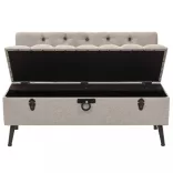 krémszínű szövet tárolópad háttámlával 110 cm