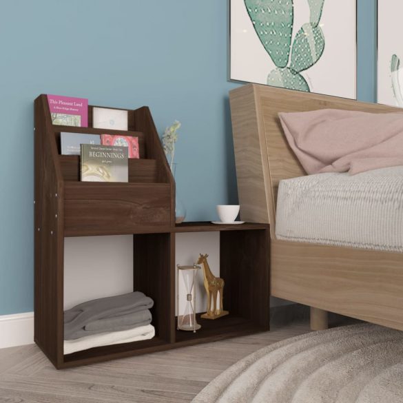 füstös tölgy színű szerelt fa gyerek újságtartó 71x30x78,5 cm