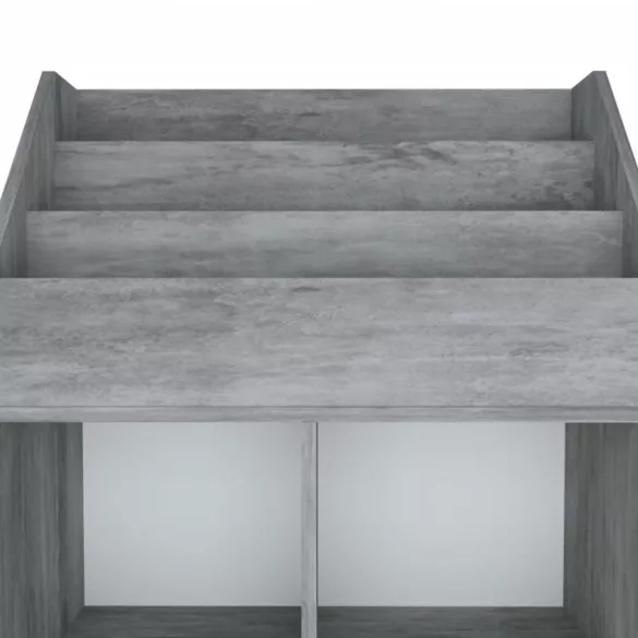 betonszürke szerelt fa gyerek újságtartó 71 x 30 x 114 cm