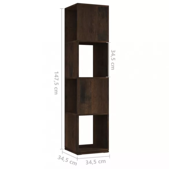 füstös tölgy színű szerelt fa forgószekrény 34,5x34,5x75,5 cm