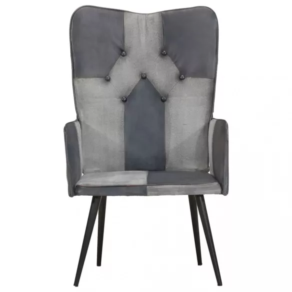 szürke valódi bőr szárnyas szék