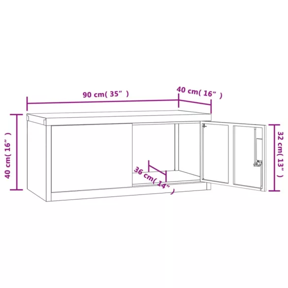 fekete acél irattartó szekrény 90x40x40 cm