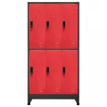 antracitszürke-piros acél zárható szekrény 90 x 45 x 180 cm