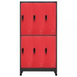 antracitszürke-piros acél zárható szekrény 90 x 45 x 180 cm