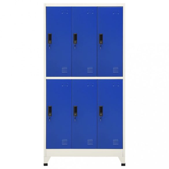 szürke-kék acél zárható szekrény 90 x 45 x 180 cm